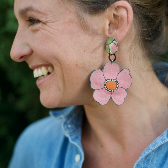 Boucles d'Oreilles POP pendantes Rose Clair