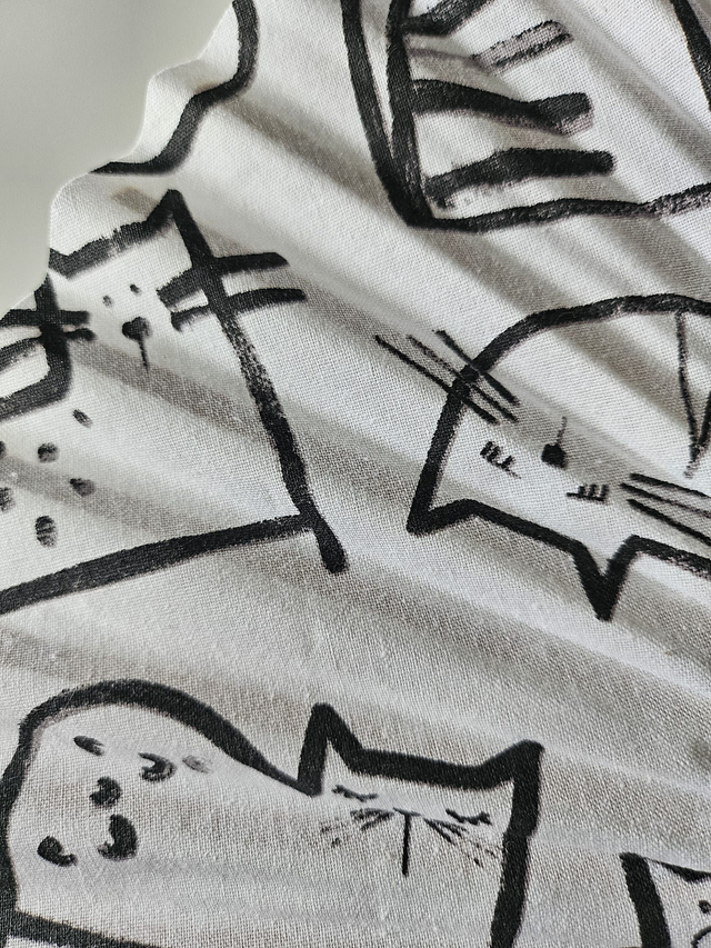 Eventail tissu fait main - chats