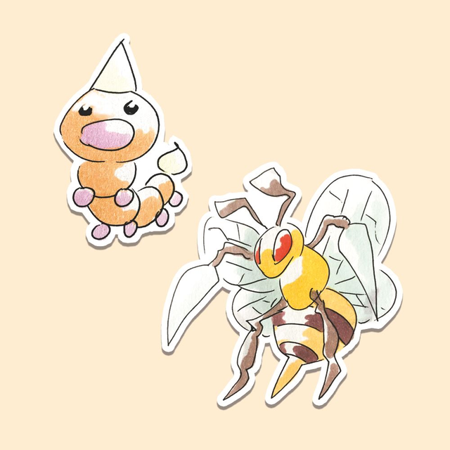 Weedle and Beedrill vinyl stickers