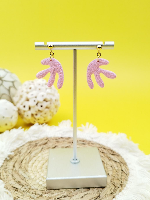 Boucles d&#039;oreilles &quot;Ti Phycéa&quot; Rose pastel