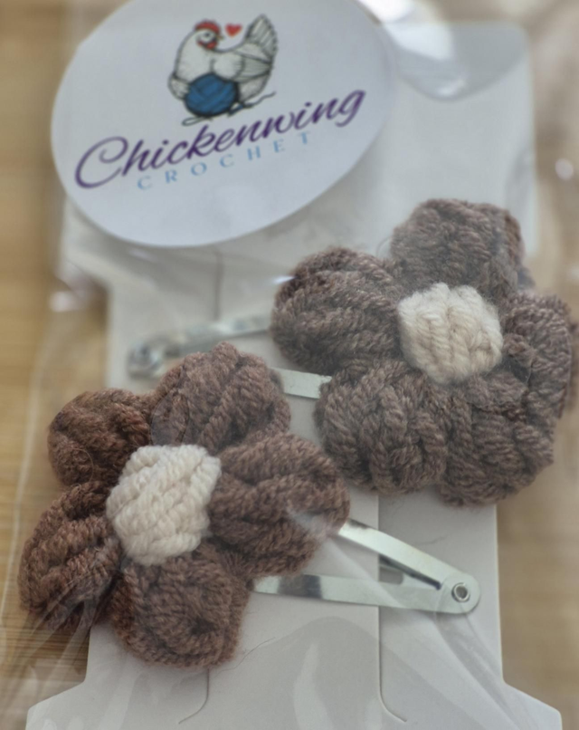 Handmade puff flower hair clips 