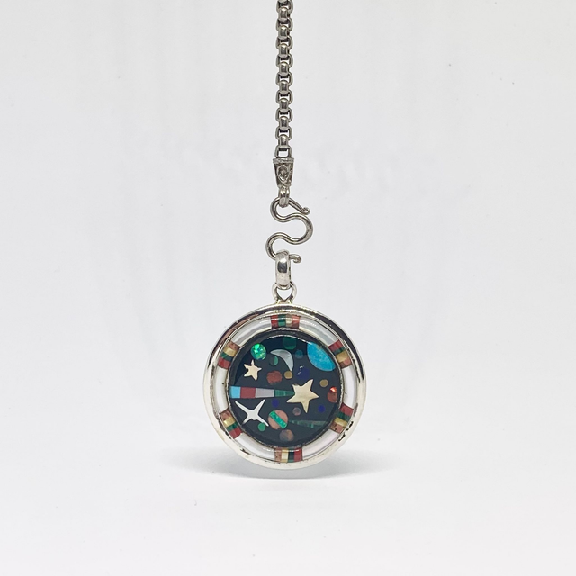 Pendentif Galaxy WHITE NACRE 9 argent massif et pierres fines 