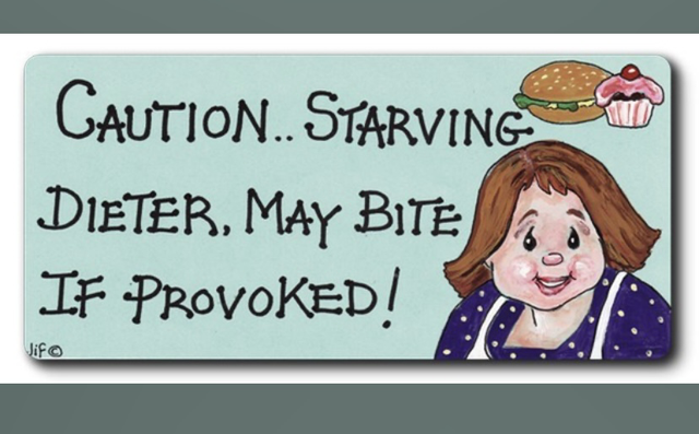 Caution starving dieter fridge magnet 