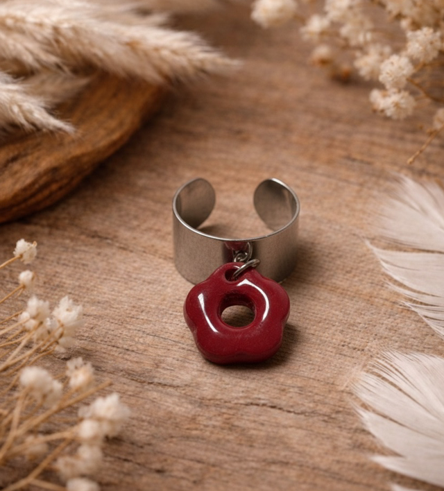 Argent 10mm Pampille Rouge 