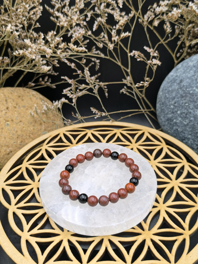 BP. 008 Bracelet Jaspe rainbow et onyx 