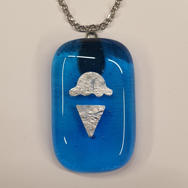 Blue and silver ice cream pendant NEW 