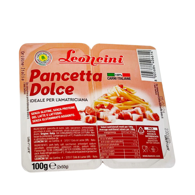PANCETTA A CUBETTI DOLCE LEONCINI 100 GR