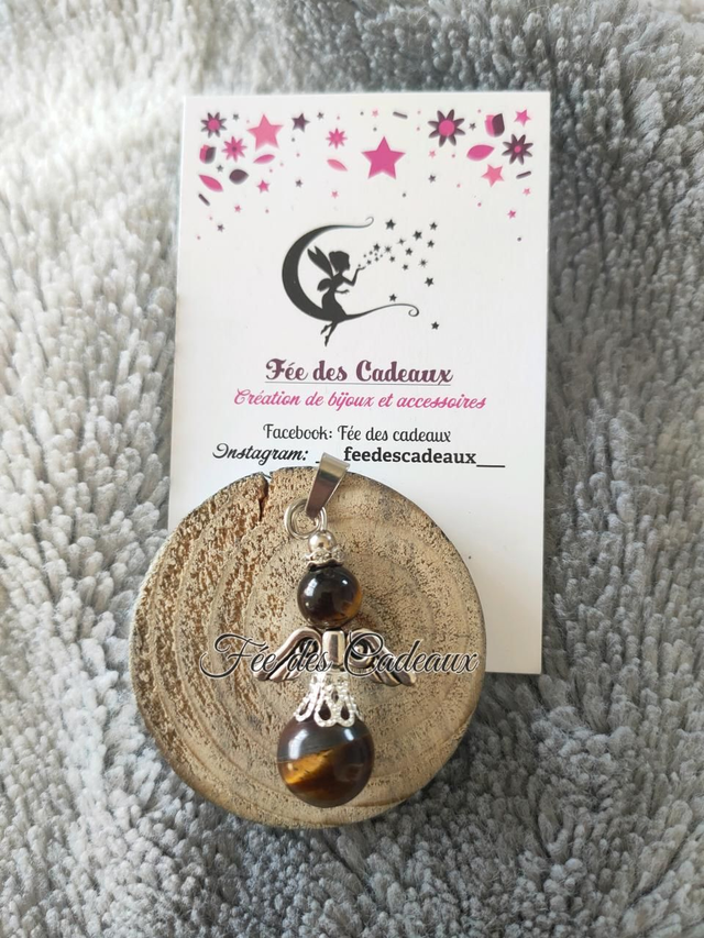 Pendentif Ange Gardien Œil de Tigre 
