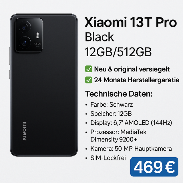 Xiaomi 13T Pro – Black (12GB/512GB)