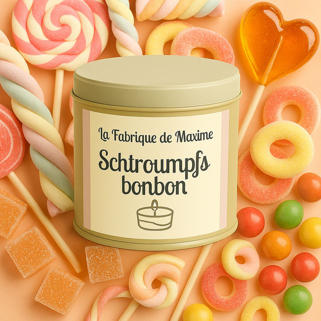 Bougie artisanale parfumée Schtroumpfs bonbon – 150gr