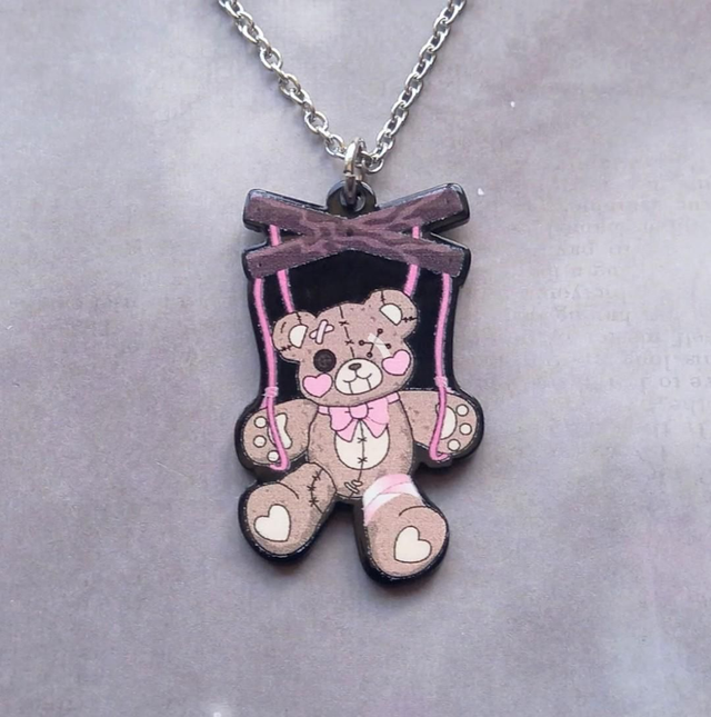 Puppet Teddy Acrylic Necklace 