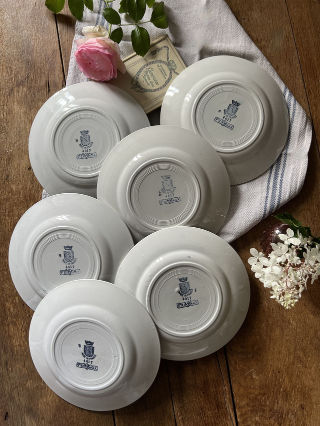 PRIMAX - Suite de 6 assiettes plates signées St Amand - Terre de Fer