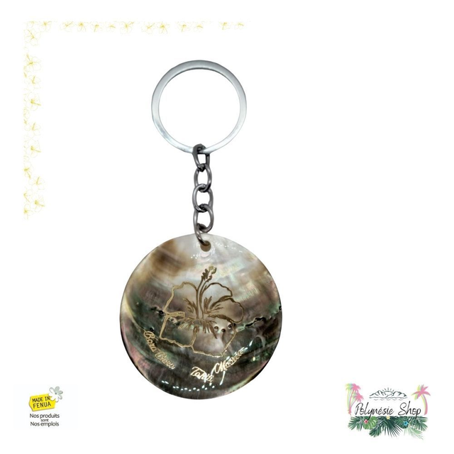 Porte-clés Nacre Fleur Hibiscus