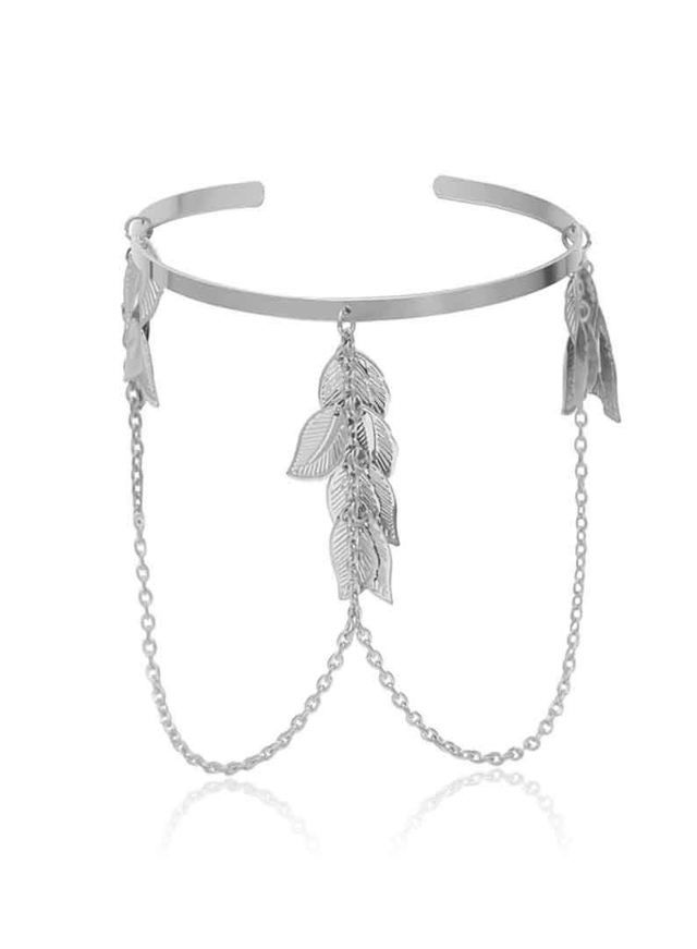 Bracelet de bras ethnique feuille de laurier Argent