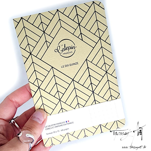 LE CALEPIN FRANCAIS - CARNET 10*15CM DORE OR MOTIFS A POINTS - CF005