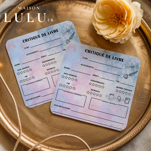 Marque page carré, Signet critique de livre, 12 couleurs