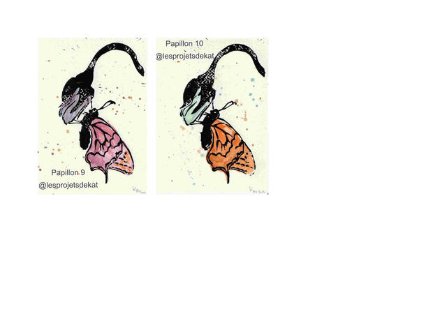 Fleur et papillon - Linogravure & Aquarelle