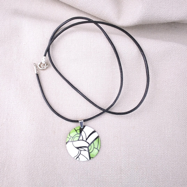 '' Pop Art '' - Pendentif en émail, Vert Pomme 