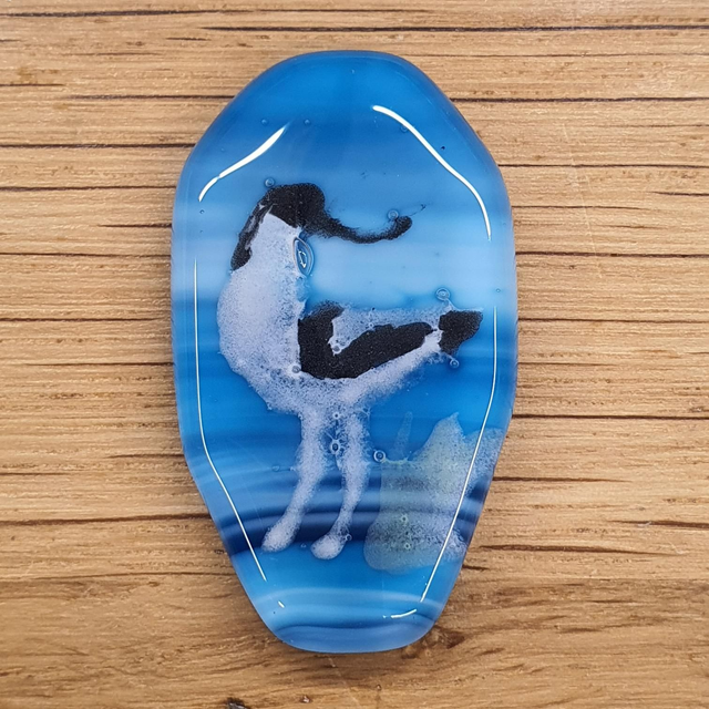 Standing Avocet glass enamel badge 