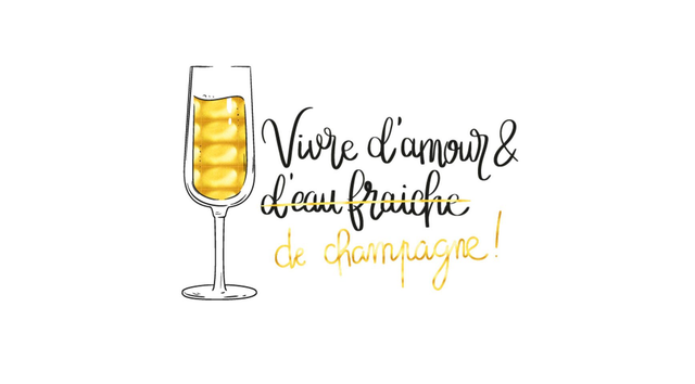 Tatouage &quot;Vivre d&#039;amour et de Champagne&quot;