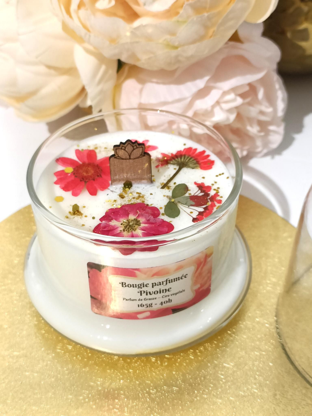 Bougie cloche pivoine