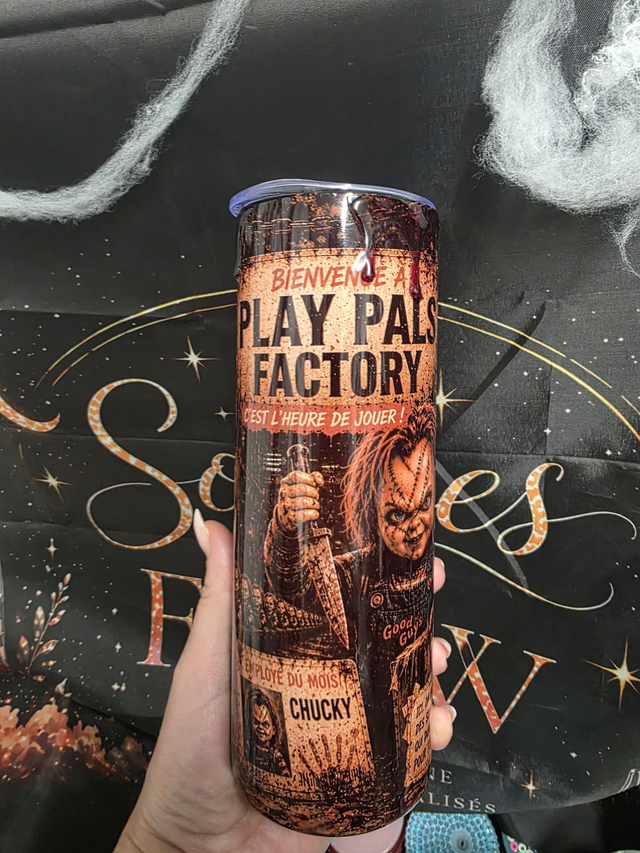 Sublimation avec coulée de résine effet sang Chucky