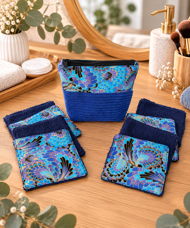 Pochette avec 8 lingettes démaquillantes lavables 
