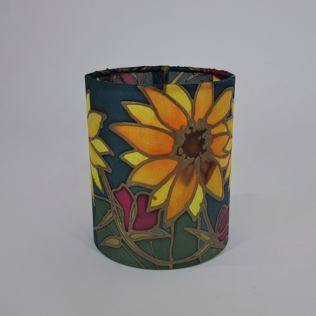 Sunflower hand painted silk tealight holder  