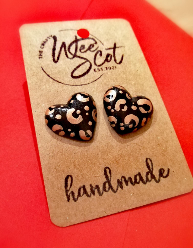 Leopard Print Heart Studs (check oot the options) 