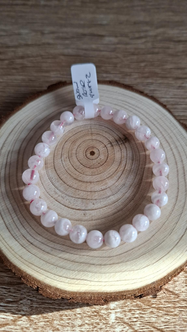 Snow rose quartz beaded bracelet 6mm