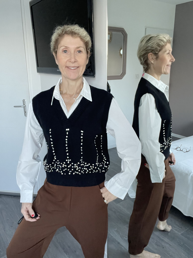 Pull chemisier bijoux