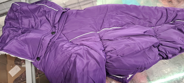 XL Dog Coat with Front Legs and Detachable Hood - Purple 