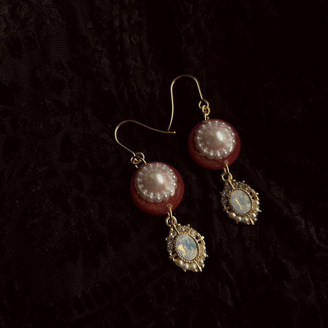 Ornate Pearl and Opal Earrings