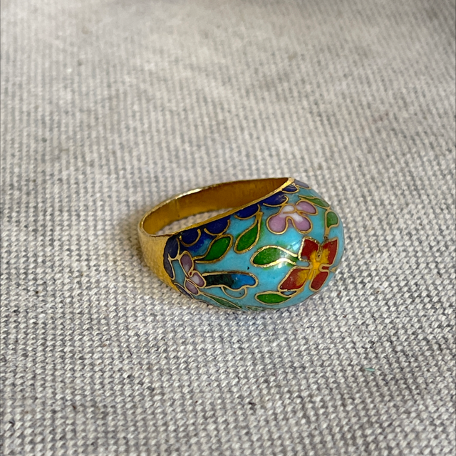 Cloisonné Ring Messing vergoldet 