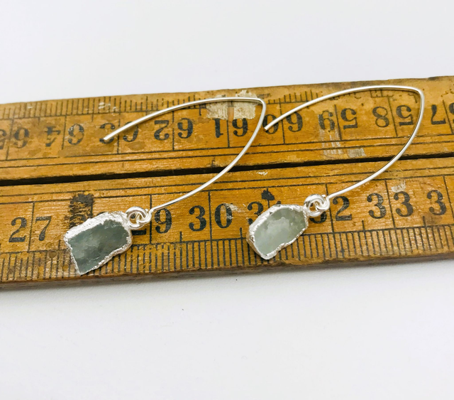 Raw, wrapped birthstone & sterling silver drop earrings