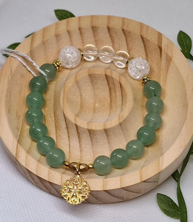 Bracelet Aventurine verte et Cristal de roche 
