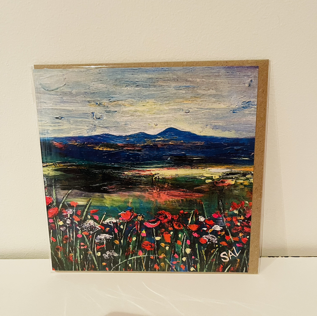 Greetings card- Eildons-Sombre Eildons (5 Blue Eildons)