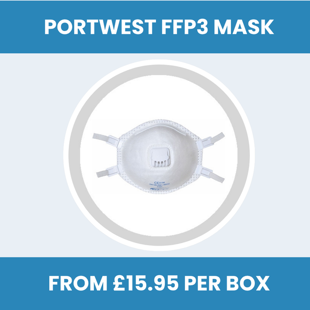 Portwest P301 FFP3 Valved Moulded Disposable Masks