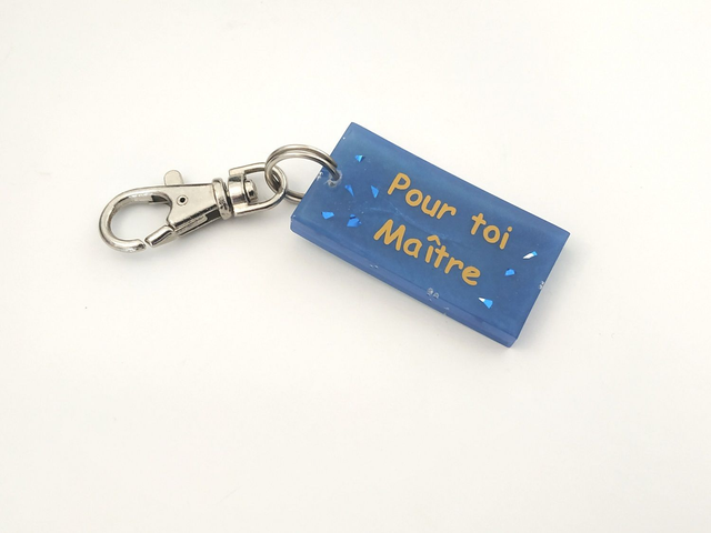 Porte-clés bleu texte personnalisable