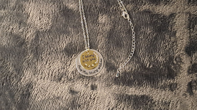 Silver and Gold Coloured Dual Disc "I Belong To You" Pendant Necklace.