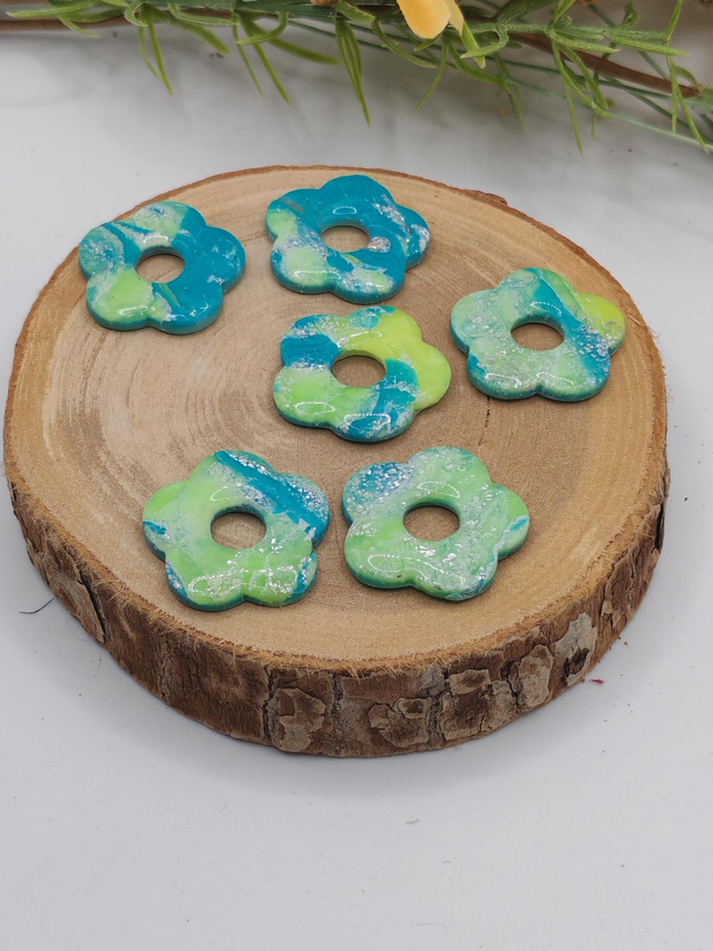 Fleurs Amaya marbré bleu