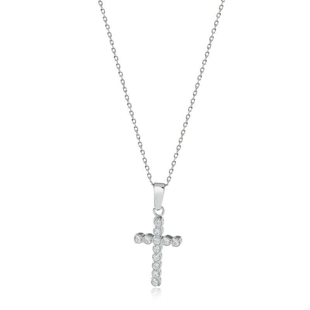 Silver Sparkle Cross Necklace