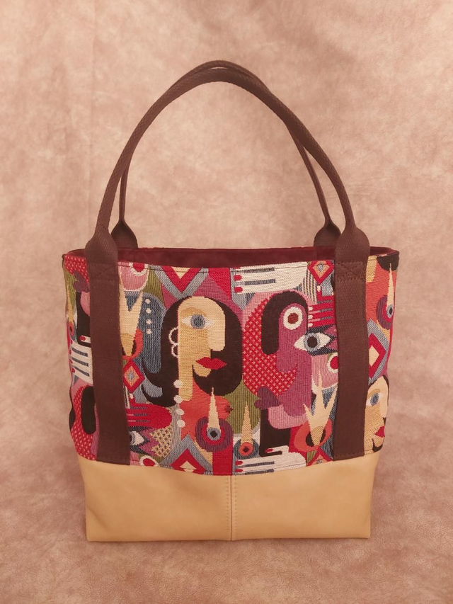 Sac cabas en cuir et en tissu 