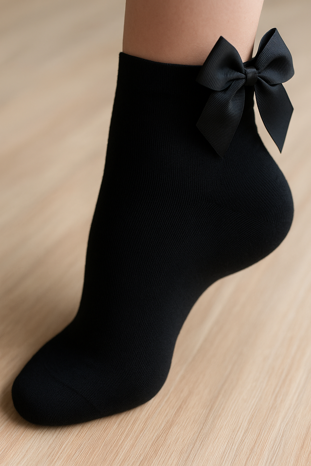 Chaussette noir avec noeud Taille unique du 35 au 41 