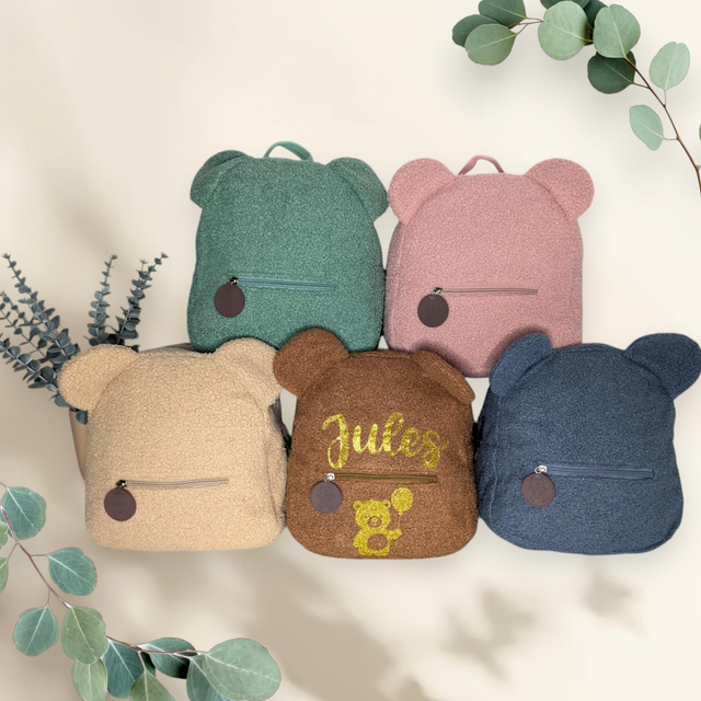 Sac Ourson Personnalisé en Tissu Bouclette – 27x28x13 cm – Idéal pour les Enfants