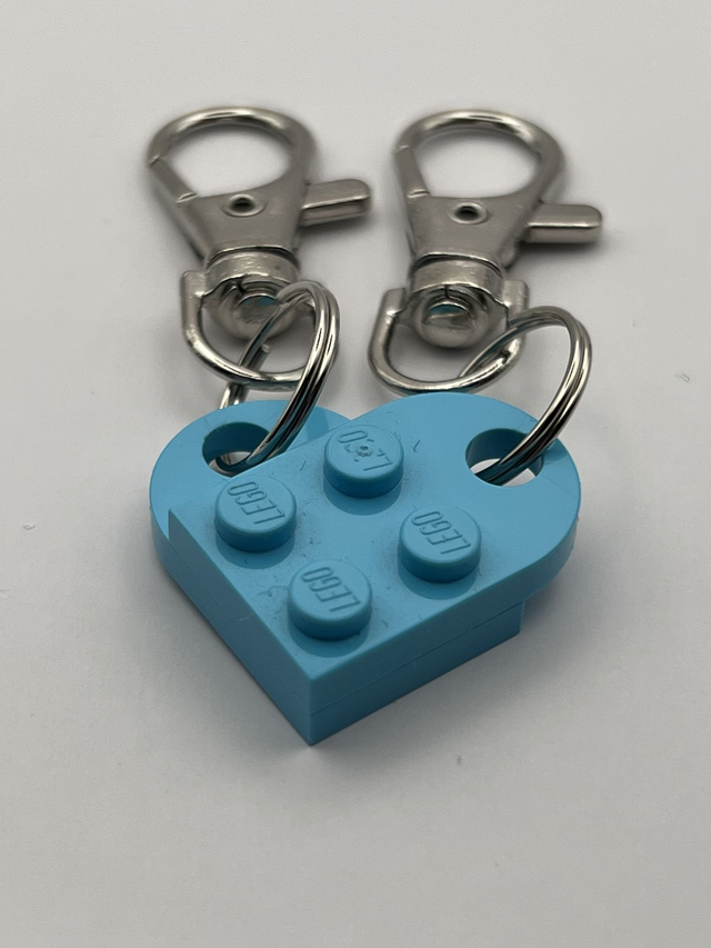 Lego Heart Keyring - Light Blue.