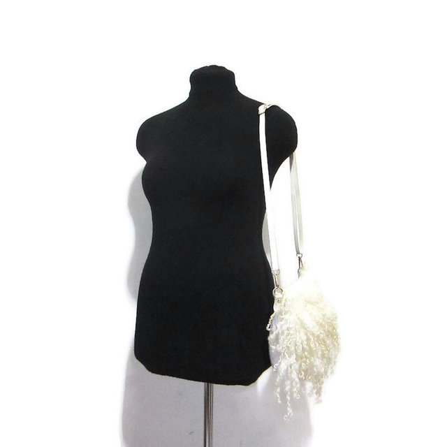 Borsa donna fatta a mano borsa a tracolla feltro lana merino bianco ecologica