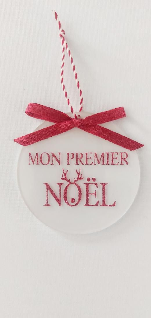 Suspension boule Mon premier Noël blanche 