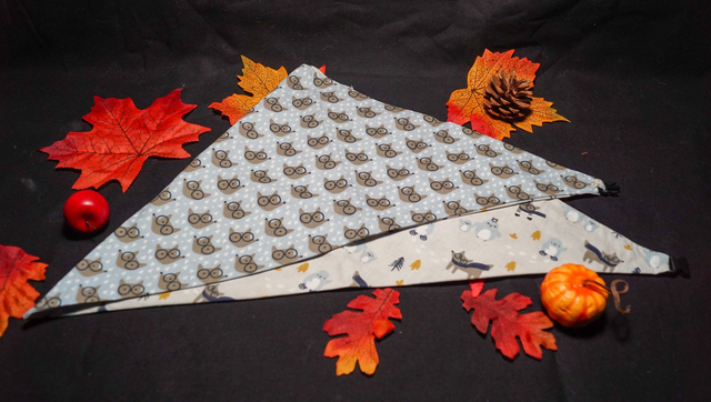 Foulard double face loup / loup et manchot