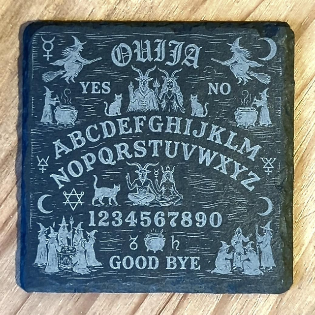 Laser-Engraved "Witching Hour" Ouija Slate Coaster
